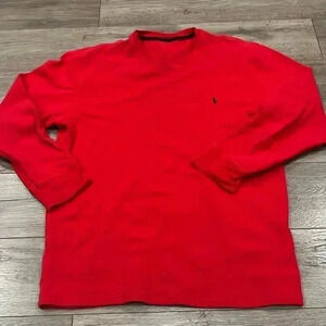 [XL]Polo  Ralph Lauren Red Crew Neck Pull Over Cotton Woven Sweatshirt